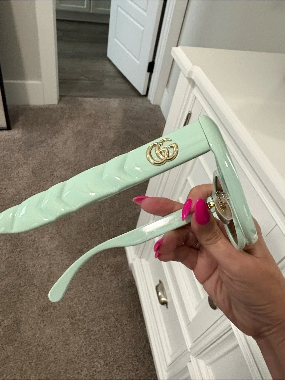 Gucci Mint Green Cat-Eye Sunglasses with Brown Lenses